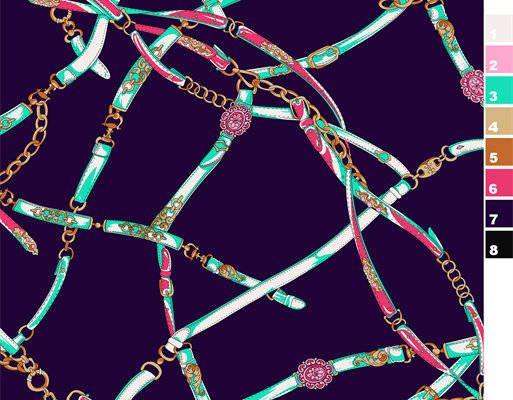 时尚链条图案面料印花服装印花设计