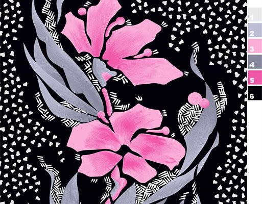 时尚花卉图案面料印花,优雅服装印花设计