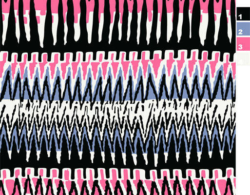 时尚潮流黑白粉蓝服装印花面料设计