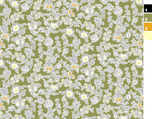 复古风格绿色花卉面料印花服装印花设计