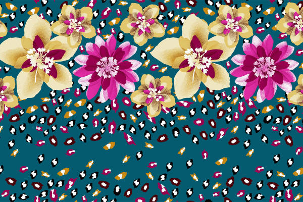 时尚花卉图案面料印花服装印花设计