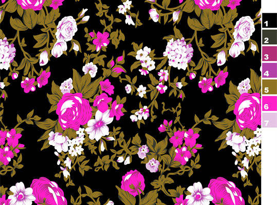 时尚花卉图案服装印花面料 金昌印花花型设计