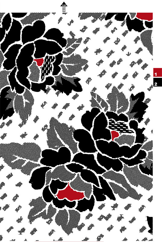 时尚黑白花卉面料印花服装印花设计