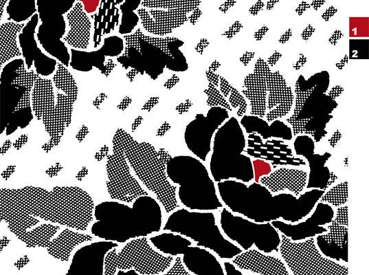 时尚黑白花卉面料印花服装印花设计