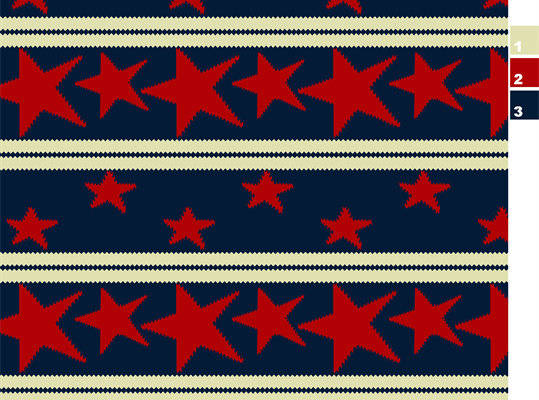 时尚红蓝条纹星星服装印花面料设计