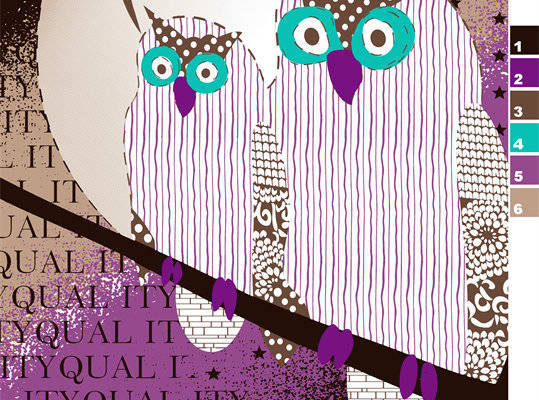 时尚猫头鹰图案服装印花面料印花设计