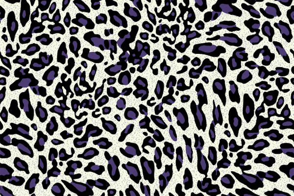 时尚豹纹面料印花，经典黑紫色服装印花设计