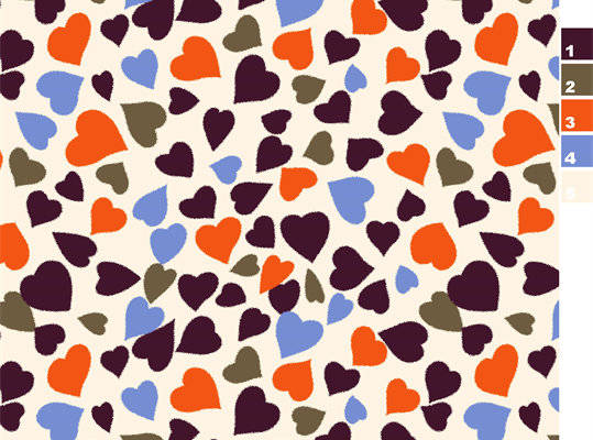 多彩心形图案面料印花，时尚服装印花设计