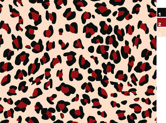 时尚豹纹面料印花，经典红黑配色服装印花设计