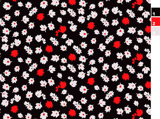 时尚花卉图案面料印花，经典黑白红服装印花设计