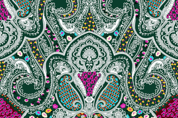 时尚复古风格服装印花面料设计：金昌印花花型