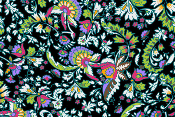 时尚多彩花卉图案服装印花面料设计