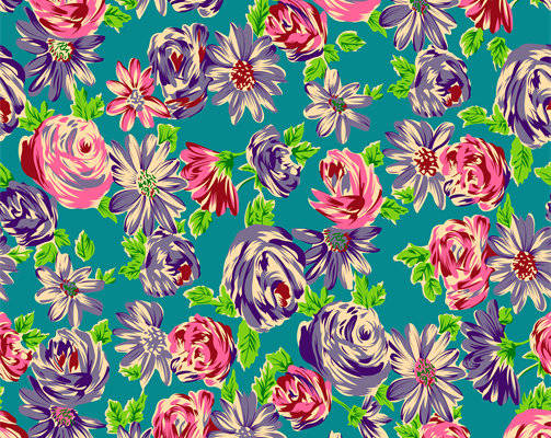 时尚花卉图案面料印花 服装印花设计