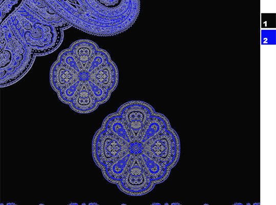 蓝色复古花纹面料印花服装印花设计