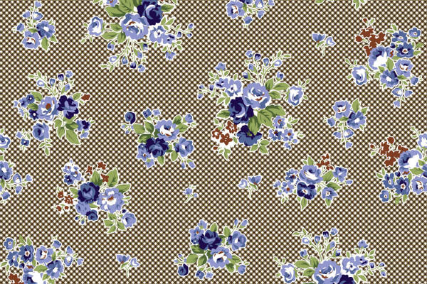 经典蓝白花卉图案面料印花服装印花设计