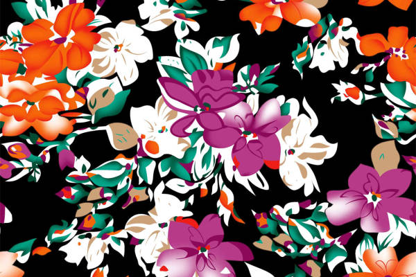 时尚多彩花卉面料印花服装印花设计