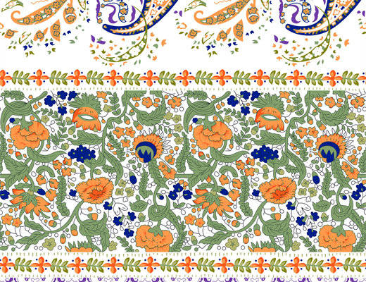 复古风格花卉面料印花服装印花设计