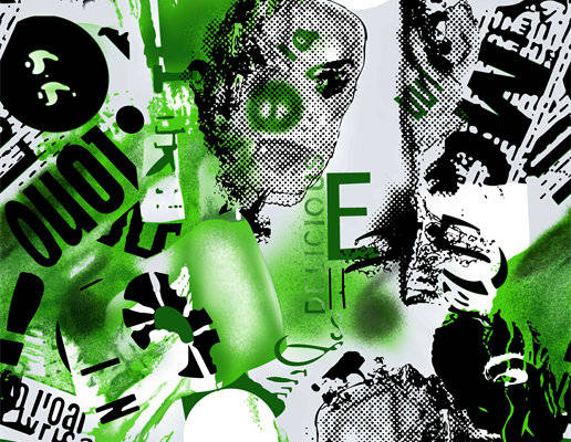 时尚前卫绿色迷彩面料印花服装印花设计