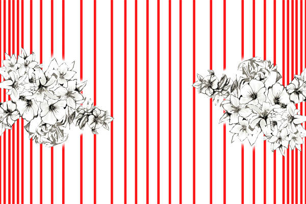 时尚黑白花卉图案面料印花服装印花设计