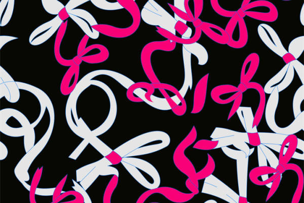 时尚黑白粉抽象图案服装印花面料设计