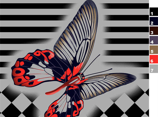 时尚潮流服装印花：红黑蝴蝶图案面料印花设计