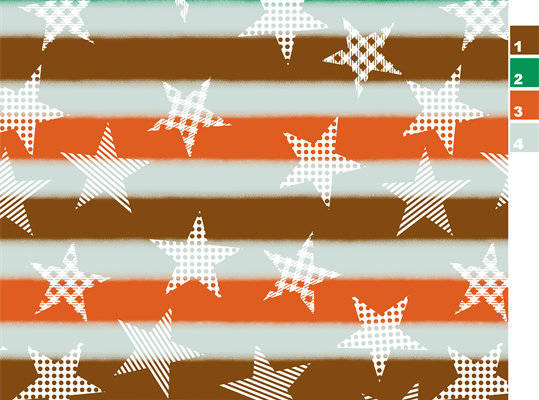 时尚星星条纹服装印花面料设计