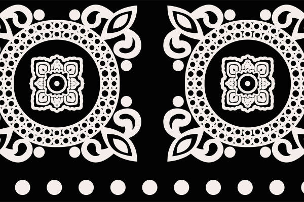 黑白经典曼陀罗花卉面料印花服装印花设计