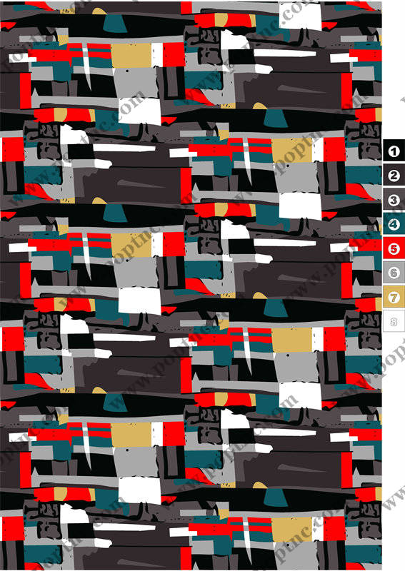 抽象几何图案面料印花,打造时尚前卫服装印花设计