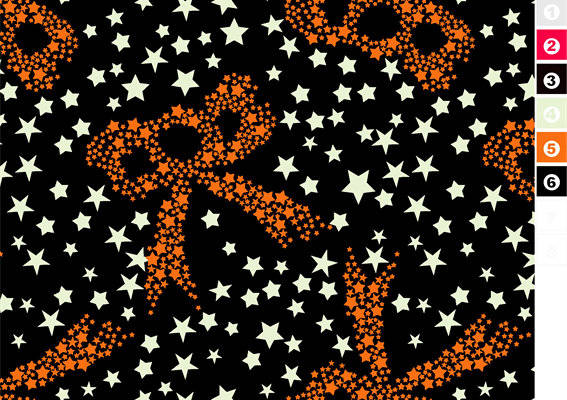 时尚黑白橙色星星图案服装印花面料