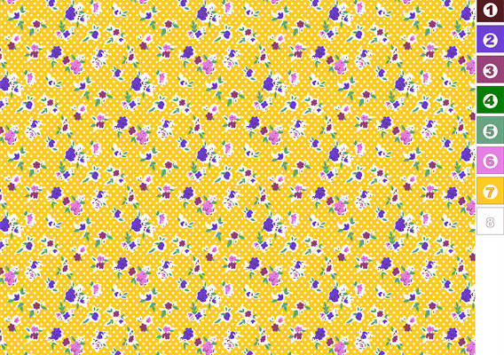 2023春夏新款黄色波点花卉服装印花面料