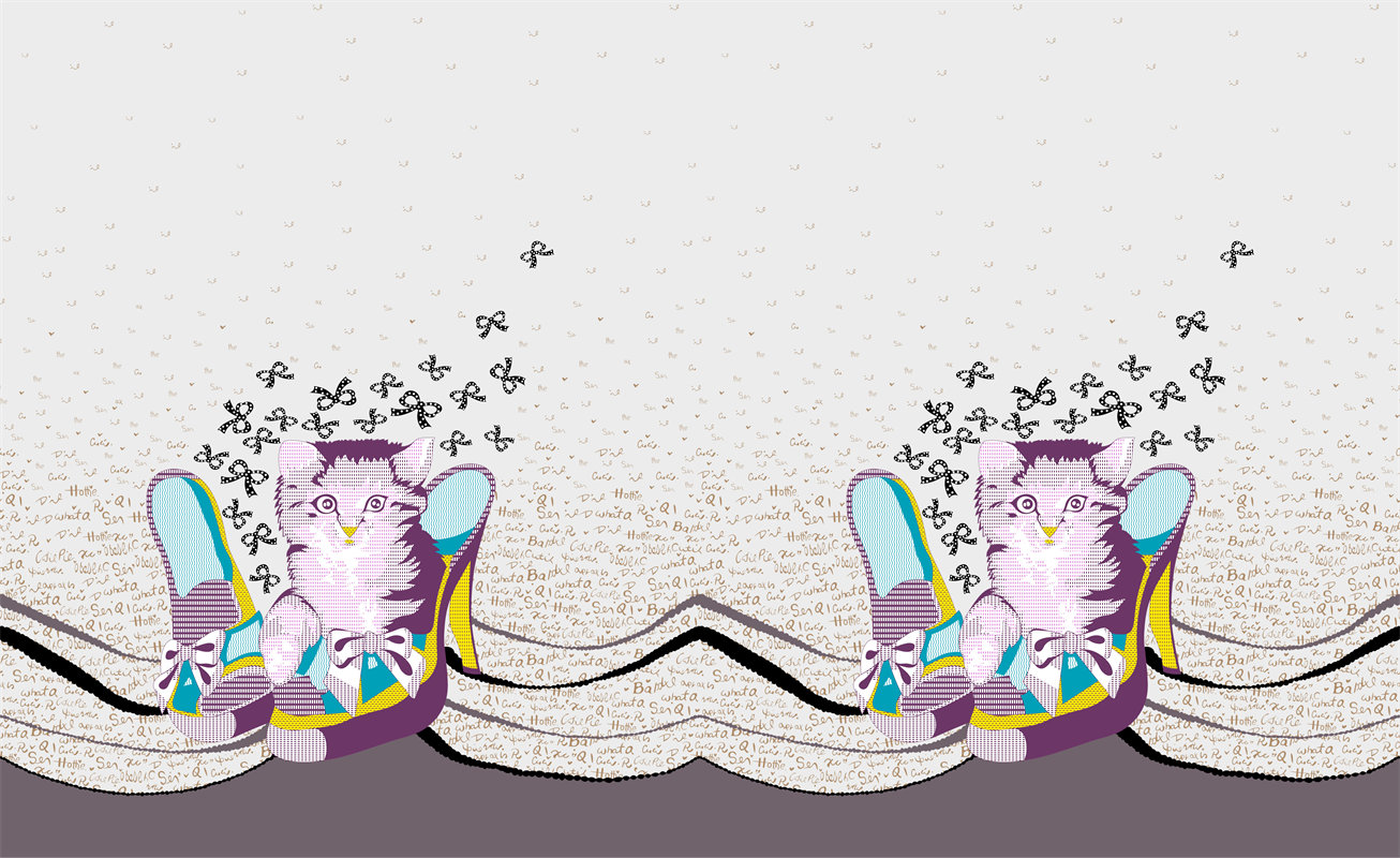 时尚可爱猫咪图案服装印花面料印花设计