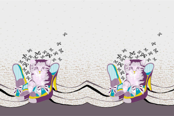 时尚可爱猫咪图案服装印花面料印花设计