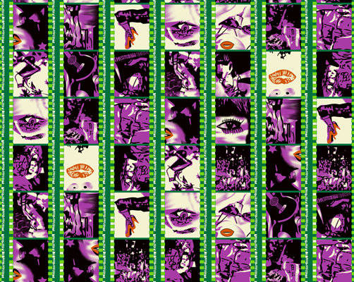 时尚潮流紫色系漫画风格服装印花面料