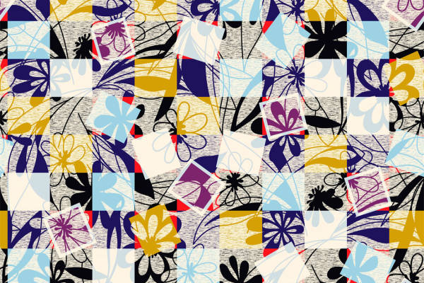 现代抽象几何图案面料印花，时尚服装印花设计