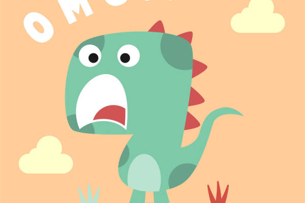 可爱卡通恐龙裁片印花服装,儿童趣味恐龙服装印花设计