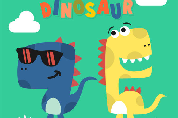 时尚恐龙裁片印花服装 儿童趣味卡通服装印花设计