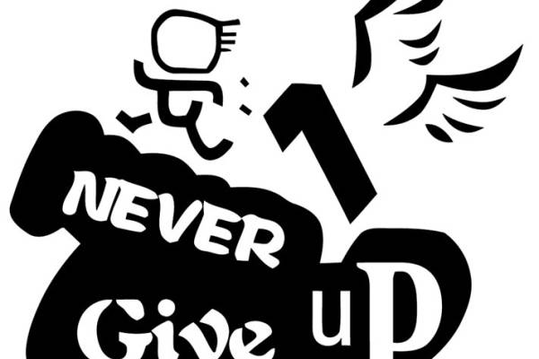 永不放弃主题裁片印花服装印花设计