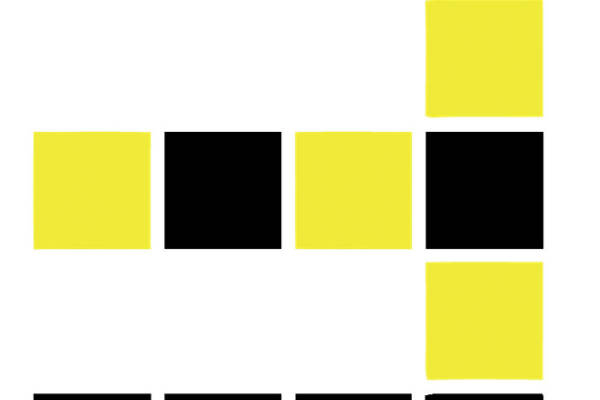 时尚黑白黄三色裁片印花服装印花设计