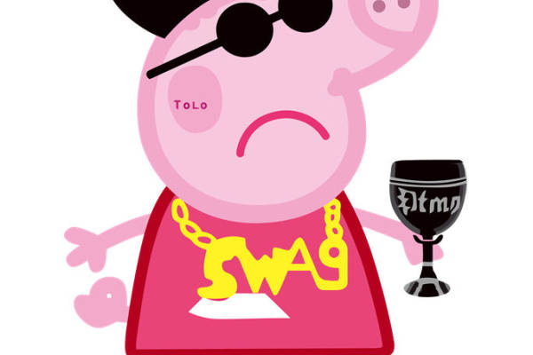 时尚猪形象裁片印花服装印花设计