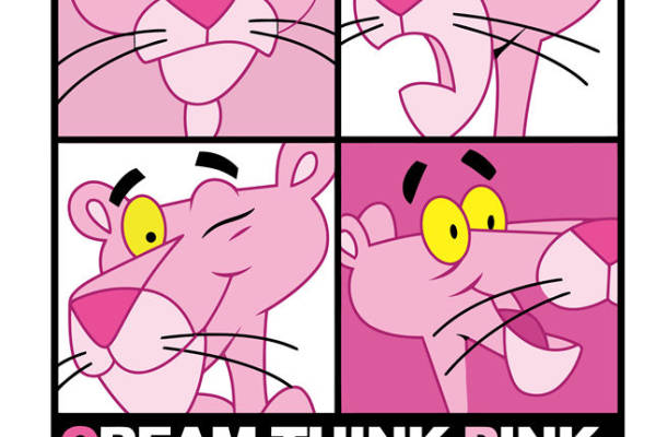 创意粉色卡通猫裁片印花服装印花设计