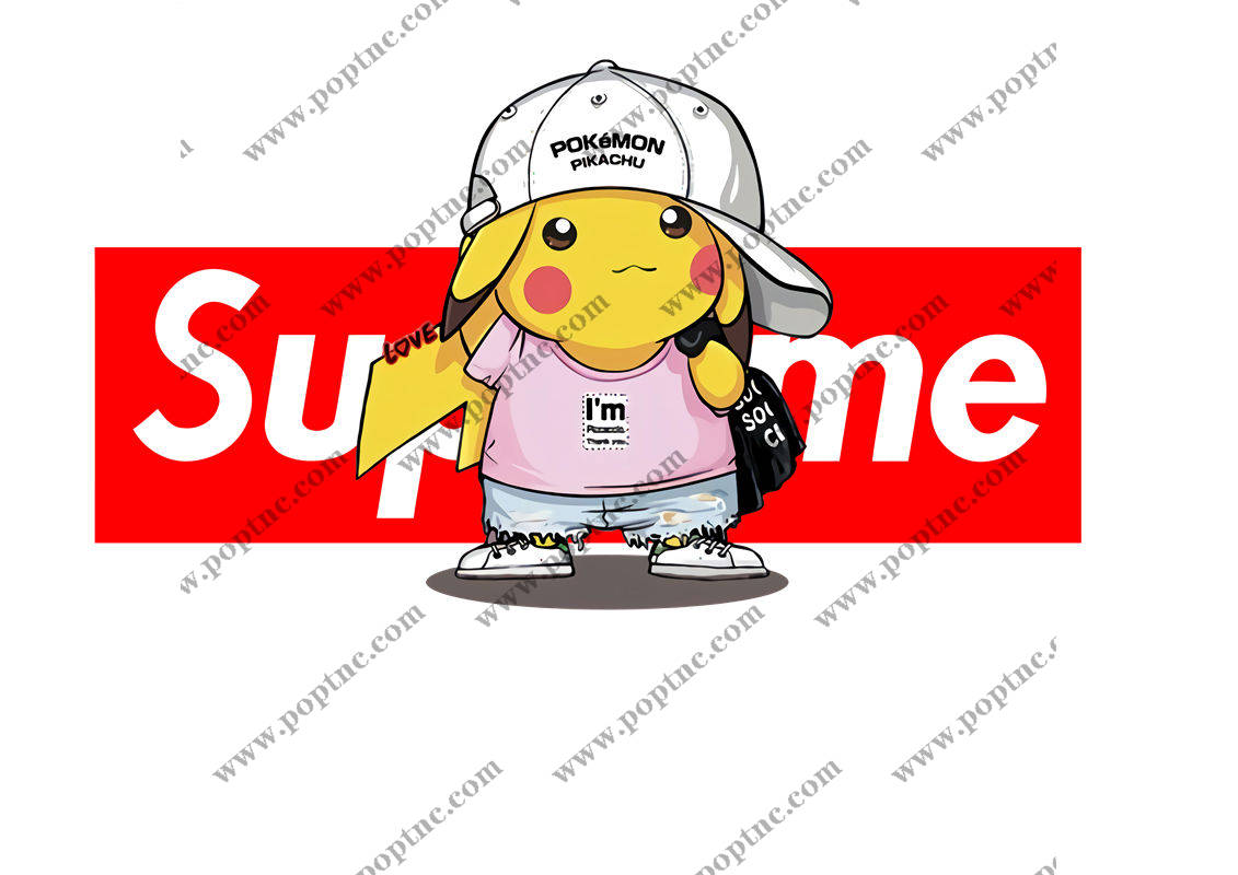 时尚皮卡丘裁片印花服装 潮流街头风格印花T恤