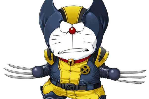 动漫角色哆啦A梦X战警裁片印花服装印花设计