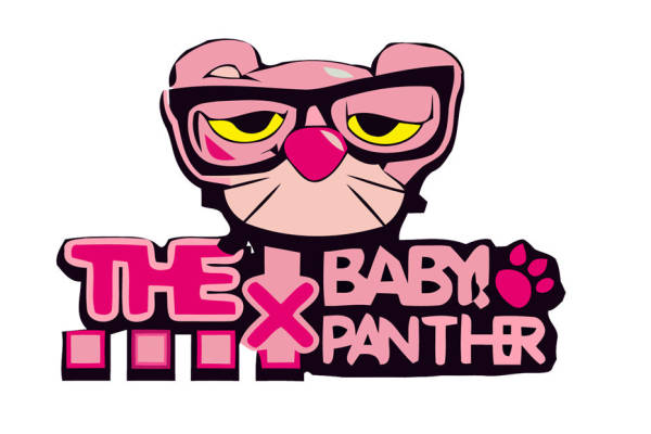 时尚潮流粉色黑豹裁片印花服装印花设计