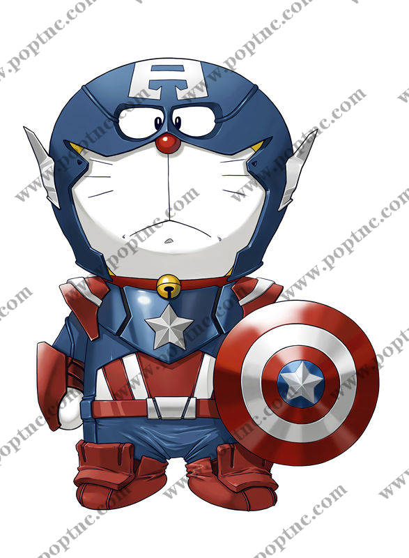 卡通风格美国队长裁片印花服装印花设计