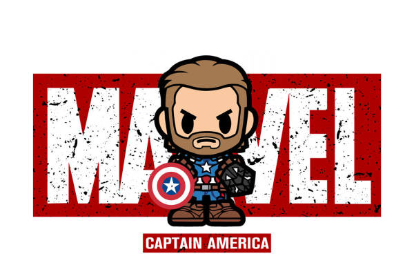 漫威超级英雄美国队长裁片印花服装印花设计