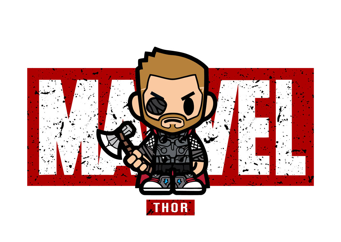 漫威英雄雷神索尔主题裁片印花服装印花设计