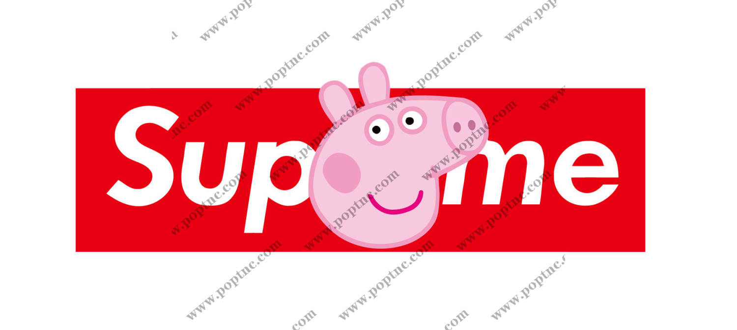 Supreme风格卡通小猪裁片印花服装印花设计