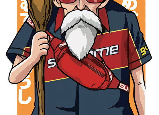 创意动漫风格裁片印花服装印花设计：Master Roshi