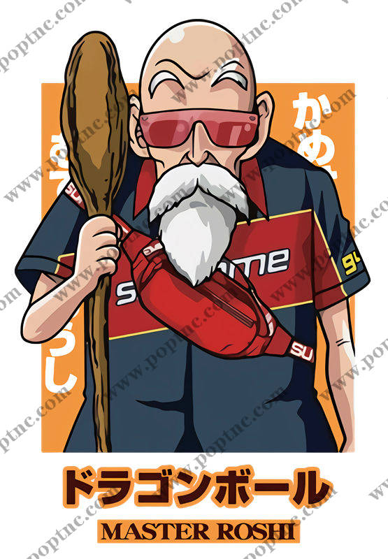 创意动漫风格裁片印花服装印花设计:Master Roshi