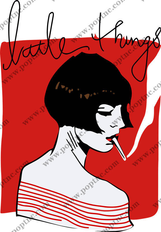 复古风格女性剪影裁片印花服装印花设计